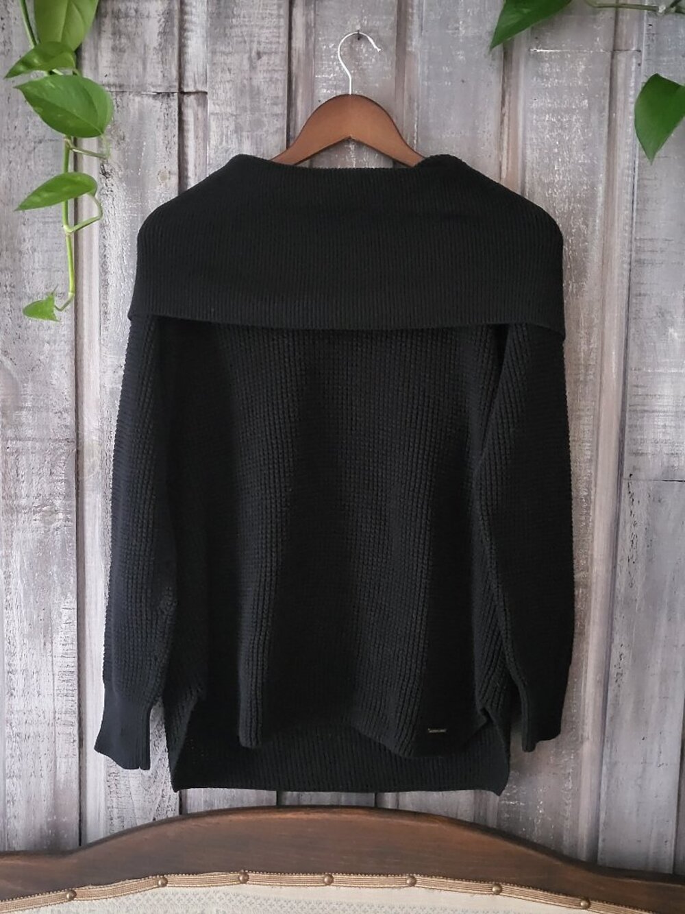 Michael Kors Black Cowl Neck Knit Sweater - Cozy Slouchy Pullover M